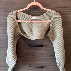 Zara Ribbed Knit Bolero Shrug Cropped Arm Warmer Cardigan